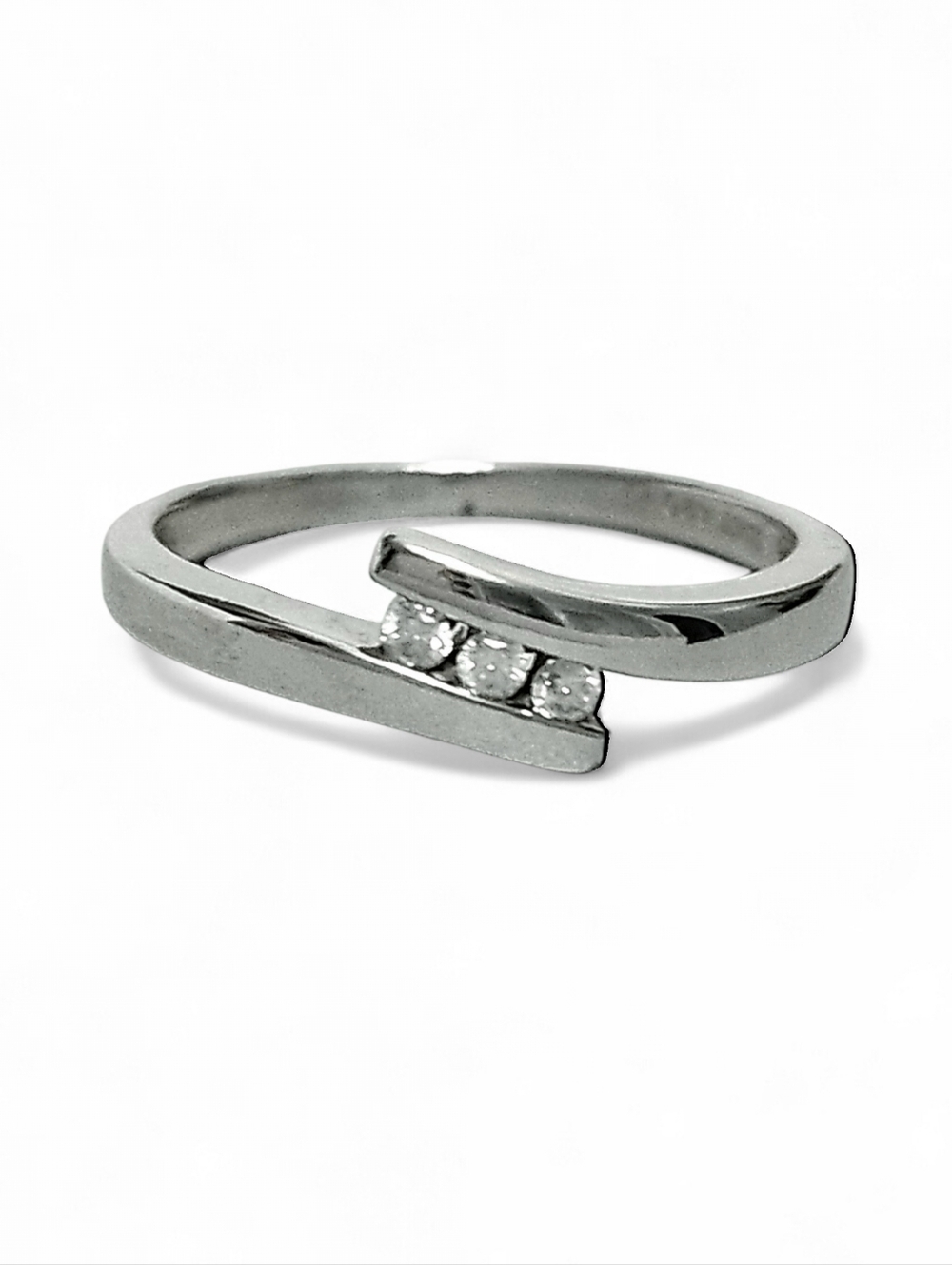 Diamond 10K White Gold Trinity Bypass Ring size 8